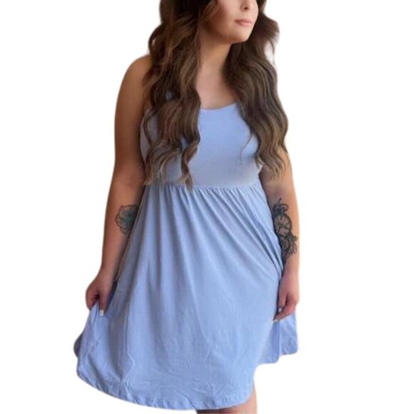 Periwinkle Spaghetti Strap Ribbed Sundress - Picture 3 of 12
